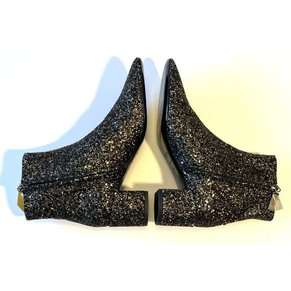 Saint Laurent Black Glitter Block Heel Ankle Booties, Sz 6.5 (US) 36.5 (EU) New - Picture 7 of 12